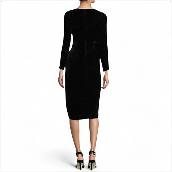 For Love & Lemons Collette Black Velvet Plunge V Neck Midi Evening Dress NEW XS - Picture 2 of 6